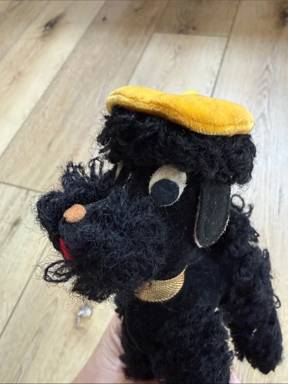 Vintage Dakin Dream Pets Black French Poodle W/ Baret & Posable Legs Made Japan